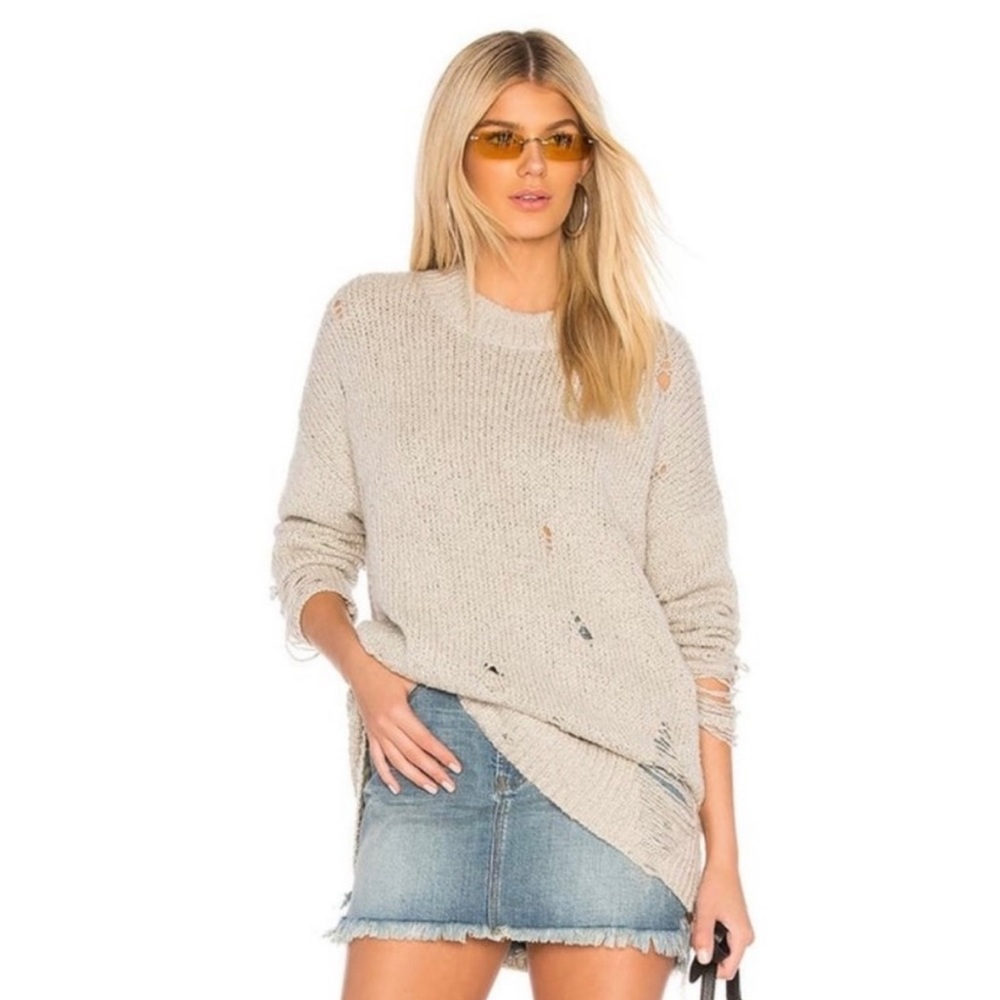 One Teaspoon Laddered Whiskey Knit Distressed Sweater NWT